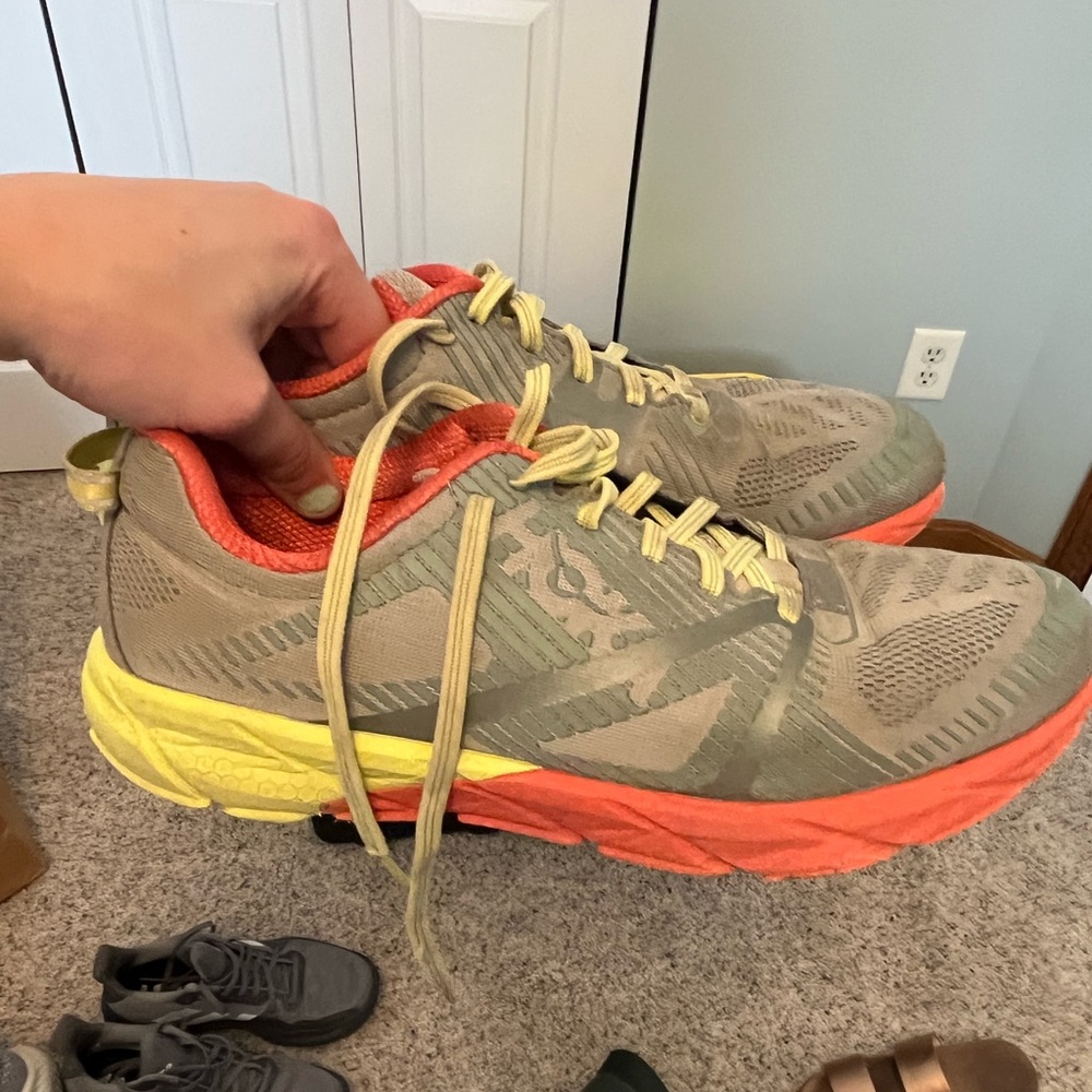 Hoka Shoes red and green